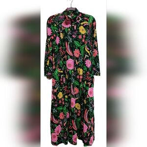 MISS BIERNE Original Multicolor Long-sleeve Ladies House Dress Sz. Small